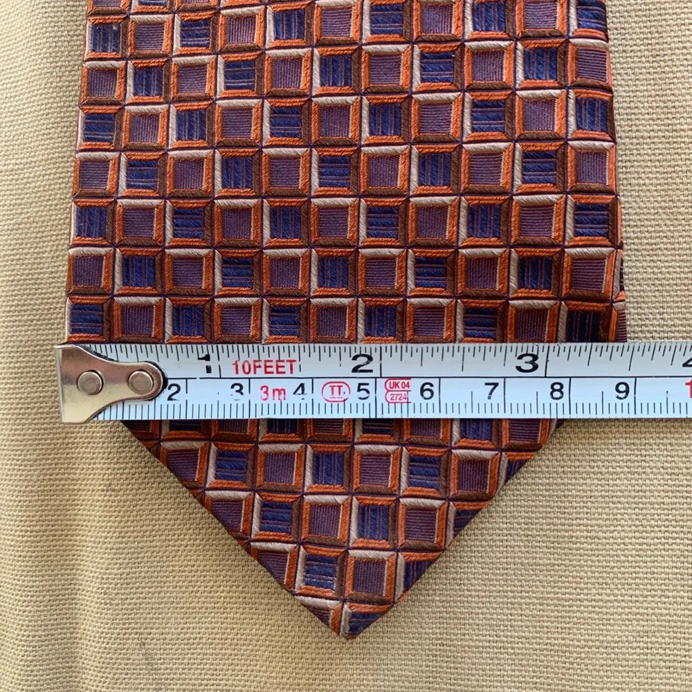 Dion Signature 100% Italian Silk Neck Tie Geometric Made in Canada 3.5